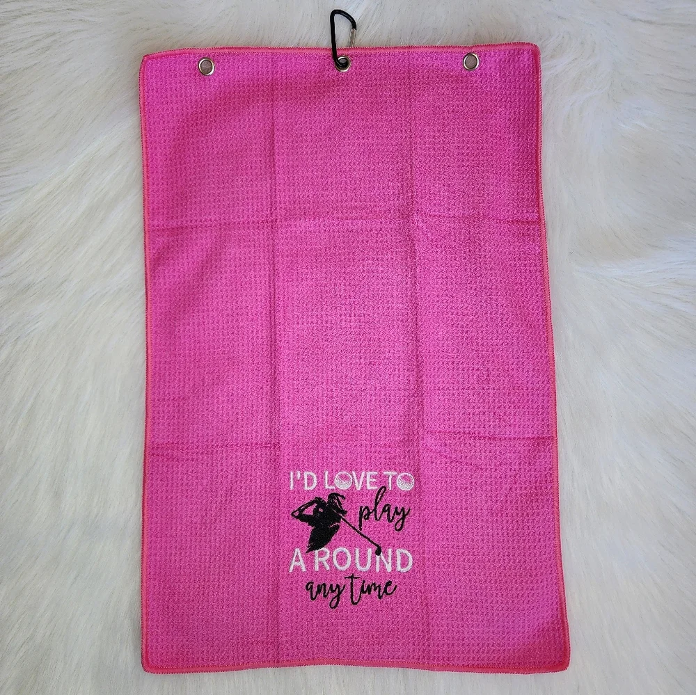 Hot Pink Embroidered Golf Towel ⛳️